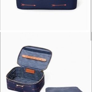 Stella & Dot Navy Blue/Pink Jewelry Travel Case with Arrow Detail